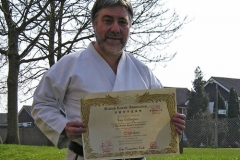 Sensei Roy Gallager with his 3rd dan certificate